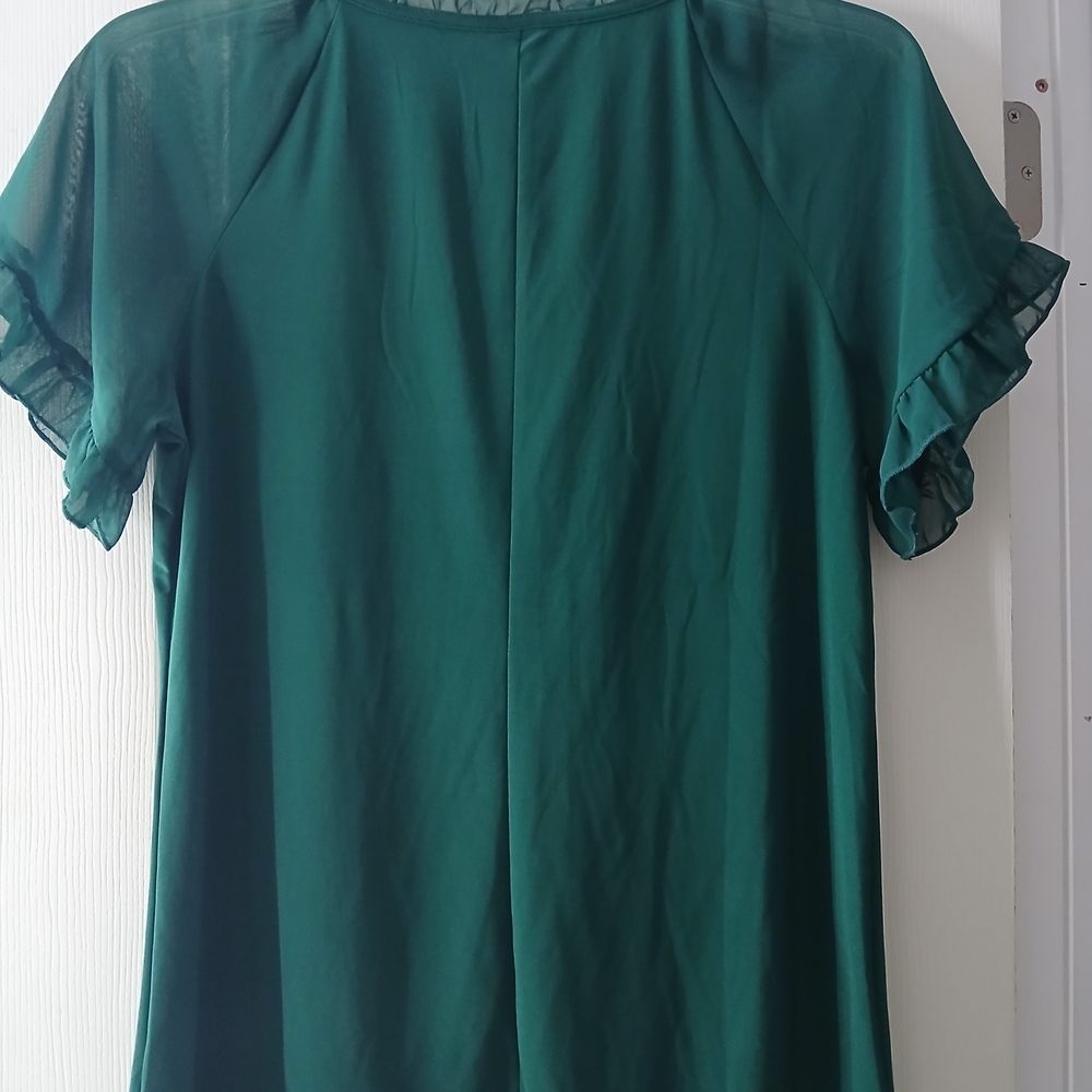 Elegant Green Ruffle Sleeve Blouse - Picture 8 of 10